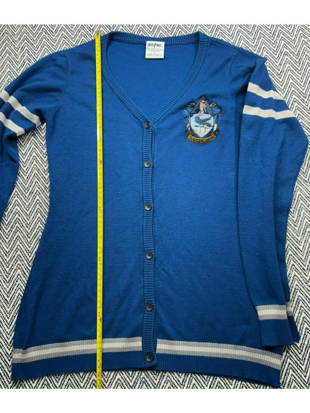Harry Potter Womens Ravenclaw Blue Button Cardigan Size M Rayon Blend Pre-Owned